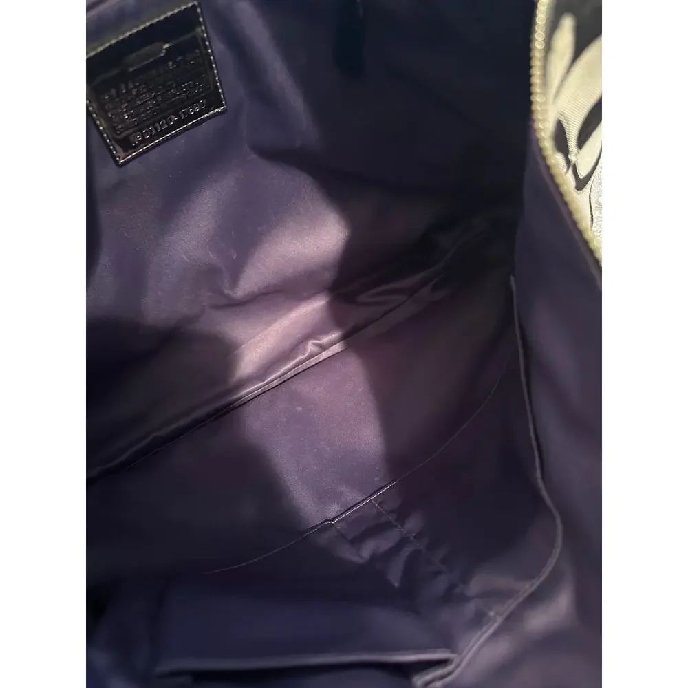 COACH Poppy Metallic Lurex Glam Signature Black n Grey Canvas Tote Shoulder Bag